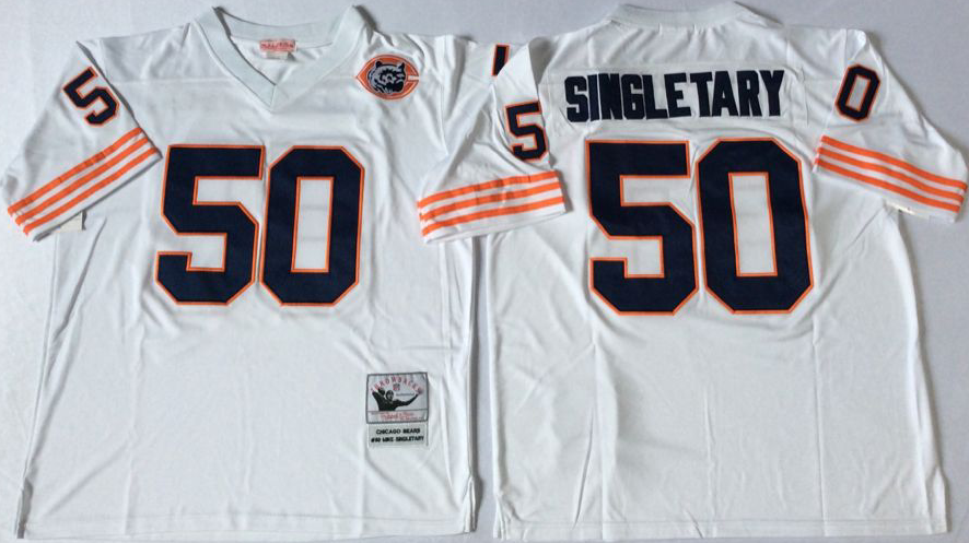 Men NFL Chicago Bears 50 Singletary white style2 Mitchell Ness jerseys